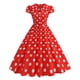 thumbnail image 1 of TaTaai Womens Casual Vintage Polka Dot Print Stand Collar Short Sleeve Button Down Flared Dress Elegant Fashion Lightweight Spring Summer Outfits Gift, 1 of 5