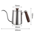 thumbnail image 3 of Cafetera de acero inoxidable de 600 ml Cuello de cisne Caño largo y estrecho Vierta sobre la olla Mango de Caño de flujo anti-escaldado para ca Plata Soledad hervidor de café, 3 of 8