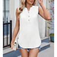 thumbnail image 6 of Women's 2025 Spring and Summer New Solid Color V Neck Button Sleeveless Chiffon Vest Top Women's Vest Suspenders, 6 of 6