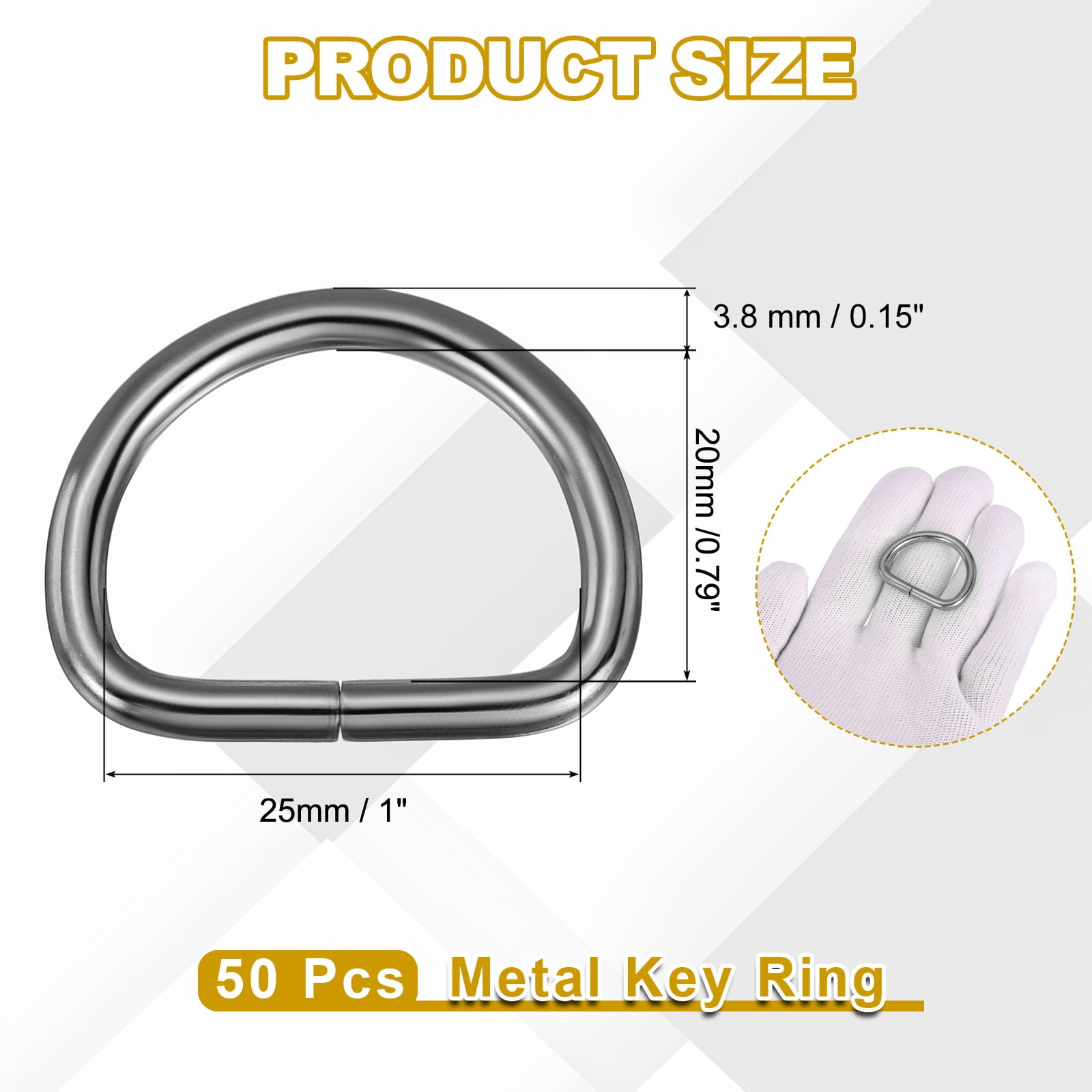Uxcell Metal D Ring, (1", Gun Metal)(50 Pcs), Heavy Duty Welded Solid D Rings Metal D Buckle, Suit for Bags/Backpack/Wallets/Leather/Straps/Webbing/Pet Collars/Hardware Assorted