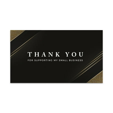 Koyal Wholesale Thank You For Supporting My Small Business Cards, Black and Gold Design, 100-Pack, 2 x 3.5- Inch