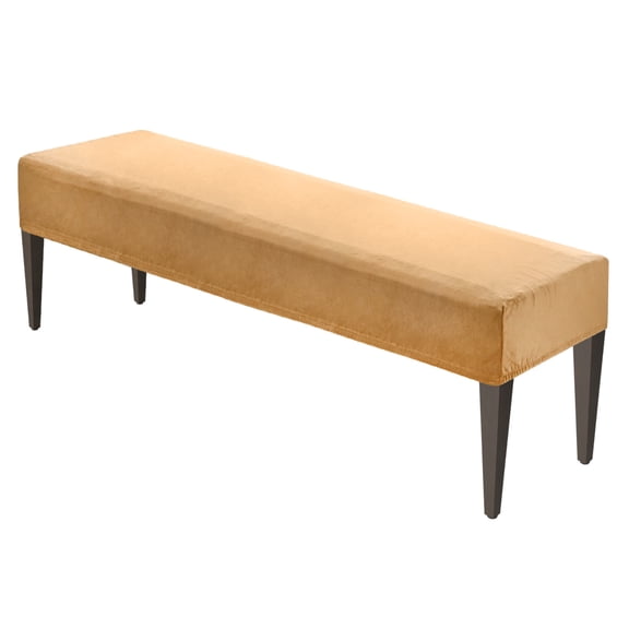 Uxcell Dining Bench Cover, for 39.4 to 55" Length Velvet Bench Slipcover Seat Covers with Elastic Buckle Washable Bench Slipcover [Yellow]