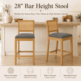 thumbnail image 6 of Bar Stools Sets of 2, LEGAHOME 28" Bar Height Bar Stools, Farmhouse Linen Upholstered Bar Stools with Cane Back, Wood Bar Chairs for Kitchen Island Dining Room, Suitable for 40"-42" Table, Beige Gray, 6 of 9
