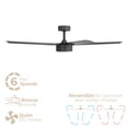 thumbnail image 3 of Stratos 52in 5-Blade Smart Ceiling Fan 2700K-6000K CCT Tunable Range LED Light Kit with Remote Control in Matte Black Works With iOS or Android App, 3 of 10