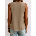 thumbnail image 6 of Women V Neck Ruffle Hem Tank Top Sleeveless Flowy Peplum Blouse Casual Khaki XL, 6 of 7