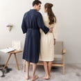 thumbnail image 4 of Hombres Mujeres Albornoz Mangas 3/4 Bolsillo Cinturón de cintura Suave y transpirable Ropa de dor Romacci Bata de baño, 4 of 7