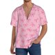 thumbnail image 1 of Balery Pink Bows Camisa Casual de Manga Corta con Botones para Hombre, Texturizada, Estilo Cubano, para Playa, Verano-Medium, 1 of 5