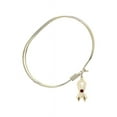 thumbnail image 2 of 7 inch Oval Eye Hook Bangle Bracelet w/ Cancer Awareness medal charm w/ January Red Swarovski Crystal, 2 of 3