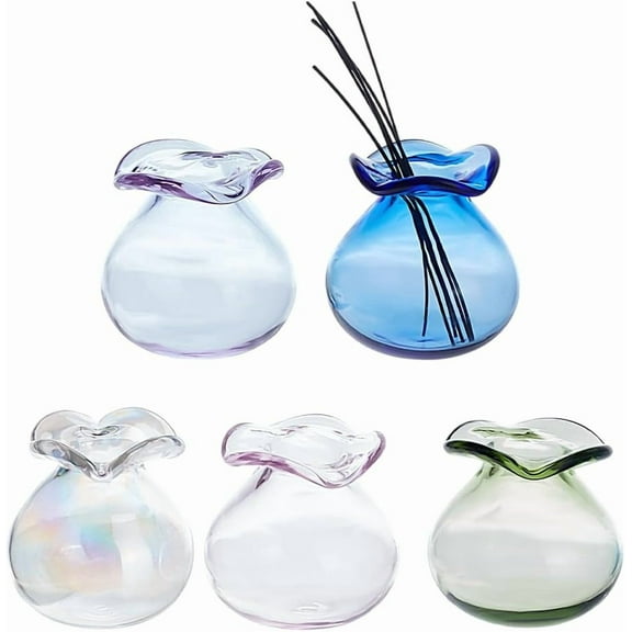 5Pcs Mini Flower Vase 0.8 Miniature Bud Vases Tiny Cat Whisker Vase for Micro Landscape Accessories Decorations Flowers Bud Succulent Holder Glass Vase