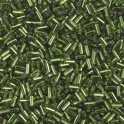 Miyuki Bugle Bead BGL1-90026/BGL1-26 (3mm/.125") Silver Lined Olivine 19 Grams