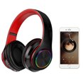 thumbnail image 2 of Auriculares Bluetooth con micrófono (negro + rojo) auriculares estéreo portátiles inalámbricos plegables ER, 2 of 5