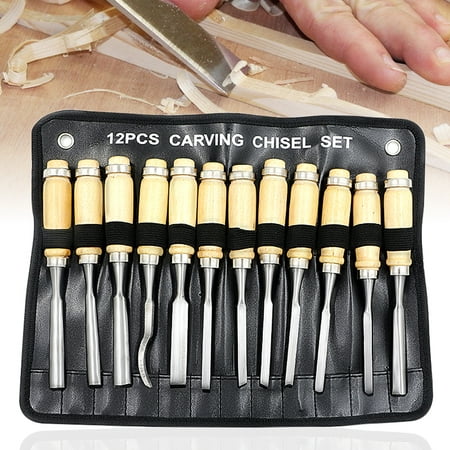12Pcs/Set Wood Carving Craft Knife Set Hand Work Tool Kit Hand Chisel (Best Wood For Wood Carving By Hand)