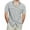 Gray, variant on Mens Button Down Shirts Summer Cotton Linen Short Sleeve Shirt Casual Plain V Neck Beach Vacation Tops with Pockets Big & Tall