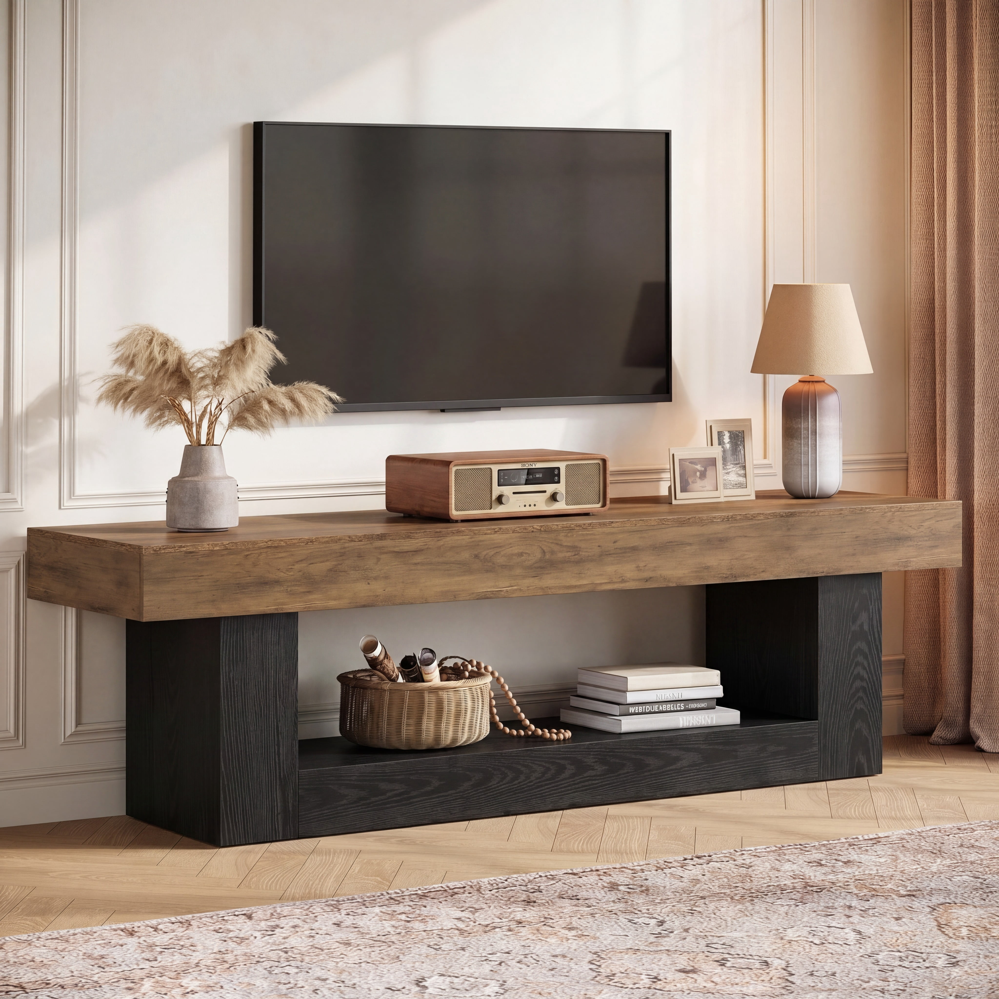 Oubayajia, Wood TV Stand, 63 inches, for TVs up to 70 inches