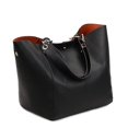thumbnail image 1 of Black Large Handbag Leather Bucket Bag Shoulder Bag Ladies, 1 of 5