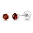thumbnail image 5 of Gem Stone King Platinum Red Garnet Stud Earrings for Women Men (0.74 Cttw, Gemstone January Birthstone, Round 4MM), 5 of 6