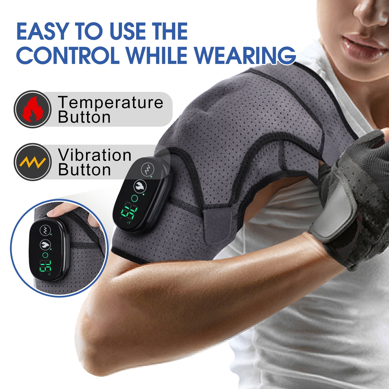 Heated Vibration Shoulder Brace Support,Heating Vibration Massage Protector Shoulder Strap,Shoulder Massager,Relieve Shoulder Muscle Pain Gift
