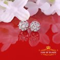 thumbnail image 5 of King of Bling's 0.05ct Diamond 925 Sterling Silver White For Men's & Women's Floral Earrings, 5 of 12