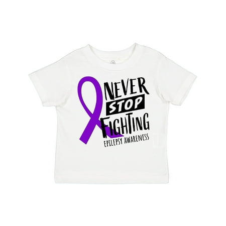 

Inktastic Never Stop Fighting Epilepsy Awareness Purple Ribbon Gift Toddler Boy or Toddler Girl T-Shirt