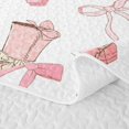 thumbnail image 5 of Erosebridal Pink Cowboy Boot Bow Letter V Bed Spread Queen, Western Initial Print Queen Coverlet Set for Girls, 3-Piece, 5 of 7