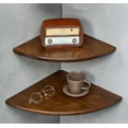 thumbnail image 4 of Corner Shelves, Floating Corner Shelf, Set of Solid Oak Wood Corner Wall Shelves, Round End with Wire Hole Shelving for Small Plant for Bedroom Kitchen, Living Room (Size //in), 4 of 6