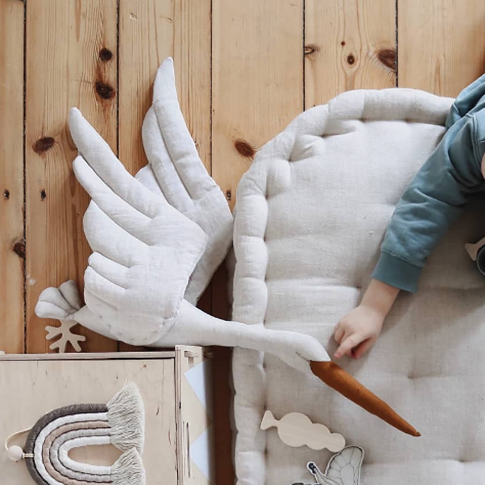 Visland Baby Swan Doll, Swan Wall Decor Ceiling Hanging Swan Soft Stuffed Toy for Kids Room Crib ...