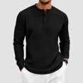 thumbnail image 2 of Linfrsh Top for Men Men's Ribbed Henley Shirt Short Sleeve Slim Fit Muscle Shirt Fitted Cotton Casual Long Sleeve, 2 of 9