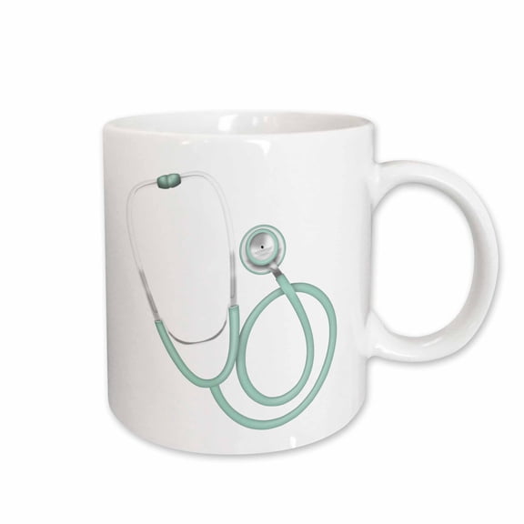 3drose, Aqua and White Medical Stethoscope Illustration, 11oz Mug