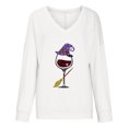 thumbnail image 4 of Sudadera clásica de manga larga con cuello en V y estampado de Halloween para mujer Pompotops FGAJ15756, 4 of 6