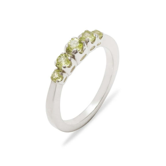 LBG British Made 925 Sterling Silver Natural Peridot Womens band Ring - 33 size options - Size 10