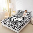 thumbnail image 4 of Feelyou Initial E Letter Twin Sheet Sets for Teen, Black White Fashion Bow-tie Twin Fitted Sheet, Chic Cheetah Print Flat Sheet, Lightweight Room Decor, 3 Pieces, 4 of 7