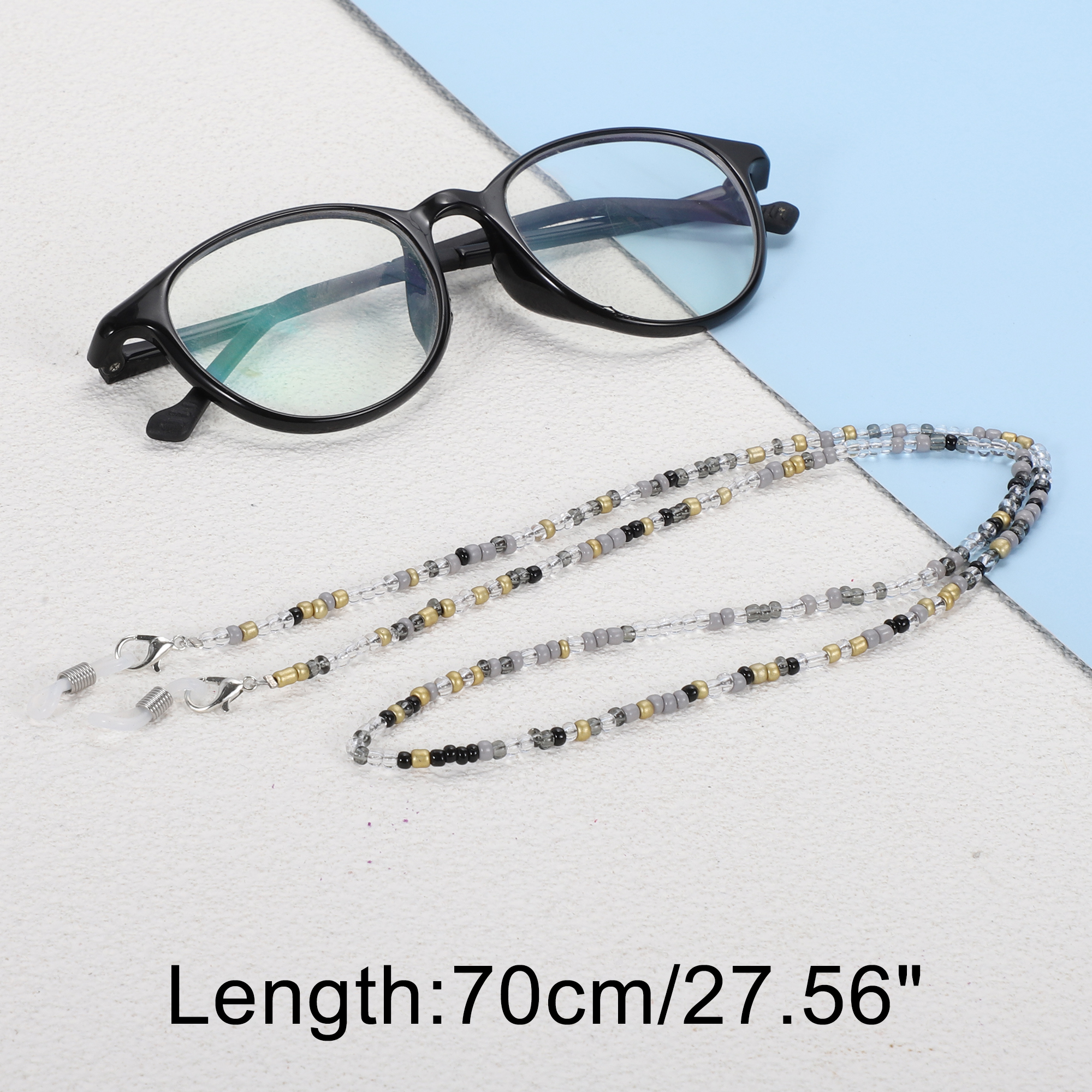 Unique Bargains Beaded Pattern Eyeglass Chain 1Pc Gray