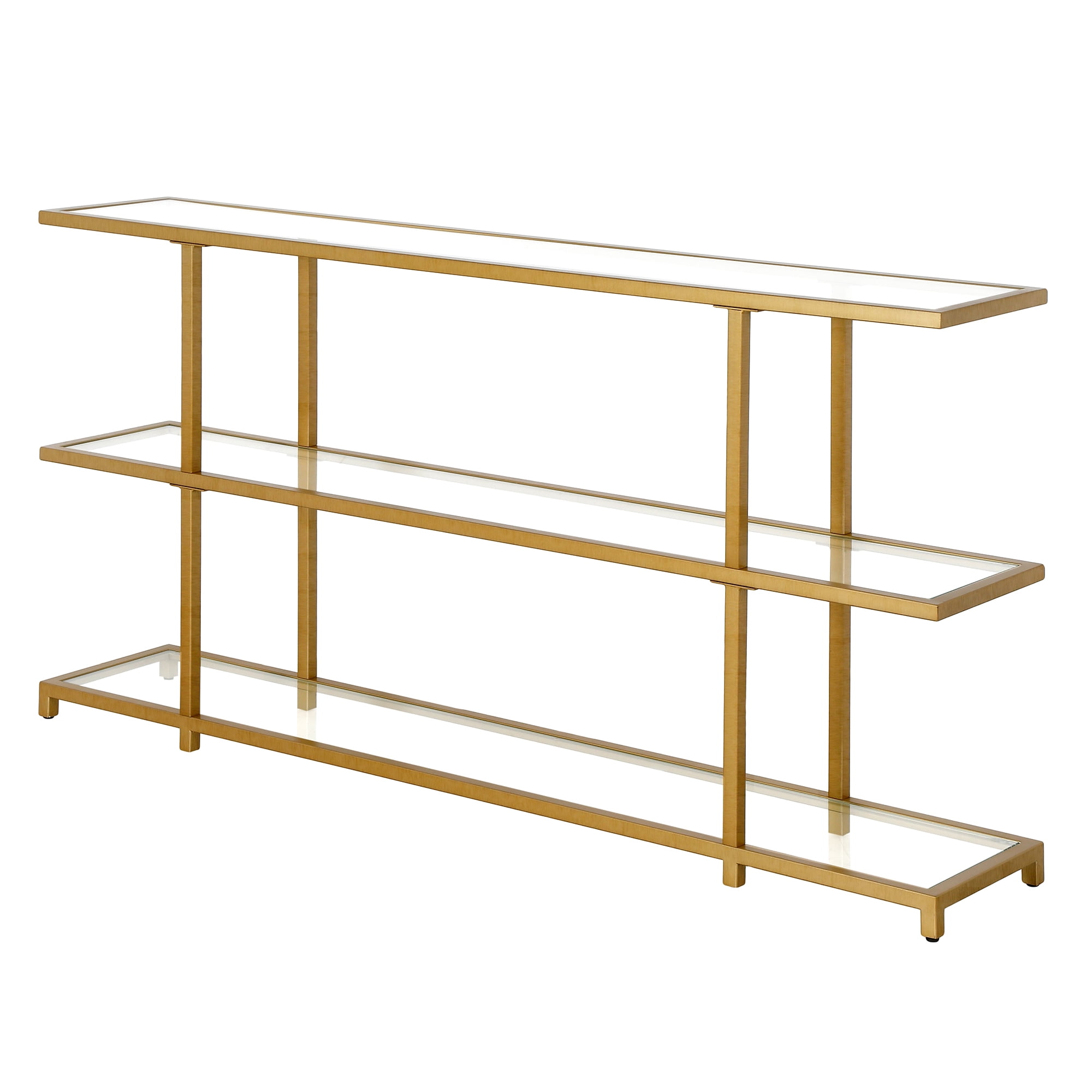 Evelyn&Zoe Greenwich 55" Wide Rectangular Console Table, Brass