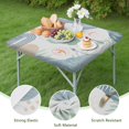 thumbnail image 4 of Blue Boho Abstract and Plant Pattern Square Fitted Tablecloth with Elastic Edge,Square Table Cover,Washable Elastic Table Cover for Home Kitchen Party Decor 36"x36", 4 of 6