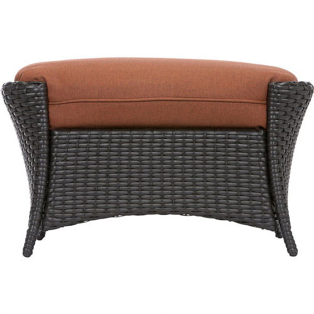 Hanover Strathmere Allure 2-Piece Steel Outdoor Patio Set Outdoor Patio Deep Seating Set with Brown Wicker, Woodland Rust Brown Cushions, and Oversized Ottoman, STRATHALLURE2PC