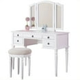 thumbnail image 2 of Poundex Furniture Wood Vanity Set with Mirror and Stool in White Color, 2 of 2