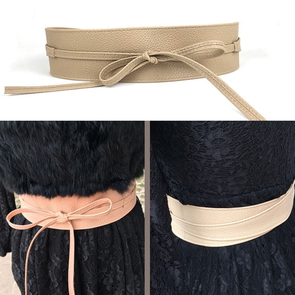 GOOHOCHY 1Pcs Cream Coloured Pu Leather Adjustable Waist Shaping Belt For Night Date