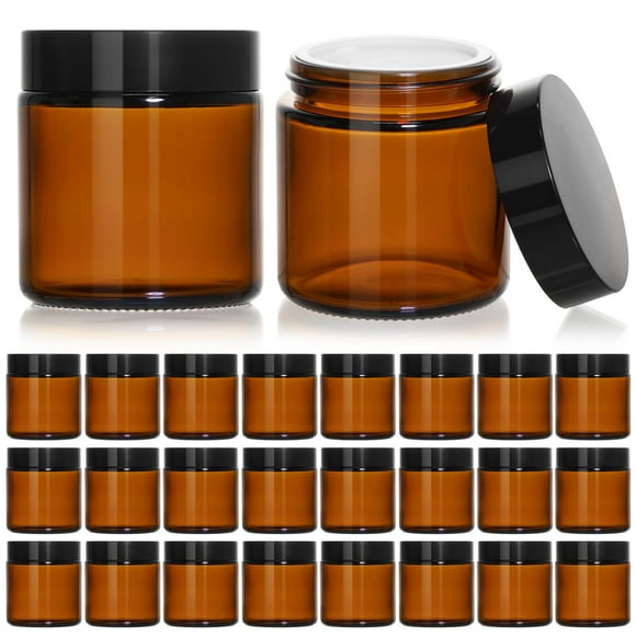 Frascos de vidrio KEYWING de 120 ml con tapas negras, paquete de 24 unidades, color ámbar, 4 onzas