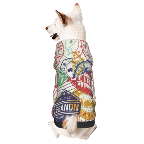 Balery Travel Stamp Sudadera con Capucha para Perros Pequeños – Ropa para Mascotas, Disfraz para Perros y Gatos, Ideal para Fiestas y Cosplay-X-Small
