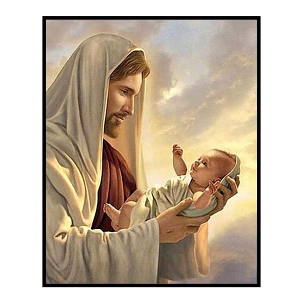 Cuadros Decorativos Kit completo de bordado de 11 quilates, estampado DIY, Jesús abraza a bebé, adornos de punto de cruz Sywqhk Nuevos Originales