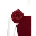 thumbnail image 5 of inlzdz Girls Elegant Off Shoulder Dress Pleated A-Line Asymmetric Chiffon Wedding Party Dresses Burgundy 8, 5 of 7