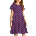 thumbnail image 4 of NAISIBABY A-Line Dress for Girls, Stretch Striped Short Sleeve Kids Casual Flare Sundress Purple 7-8T, 4 of 7