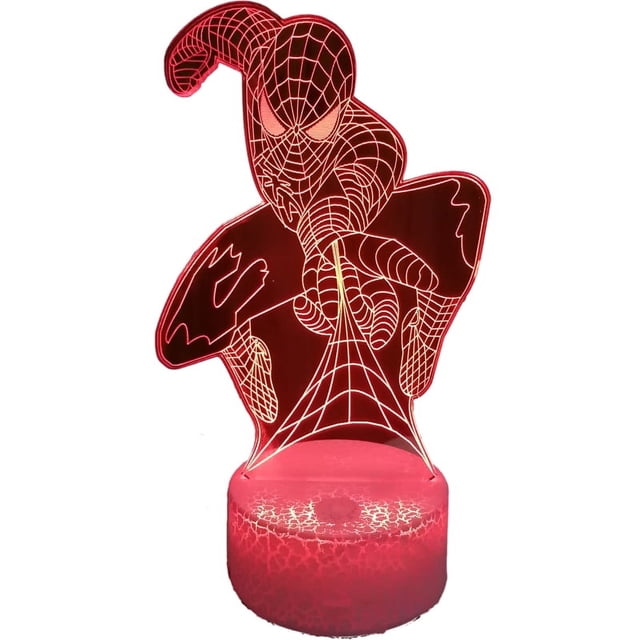 Lámpara 3D Spiderman Avenger LED con sensor táctil de 7 colores