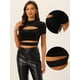 thumbnail image 2 of Ajustador Top Recortado para Mujer con Purpurina Brillante de Terciopelo de Manga Corta Negro XL, 2 of 5