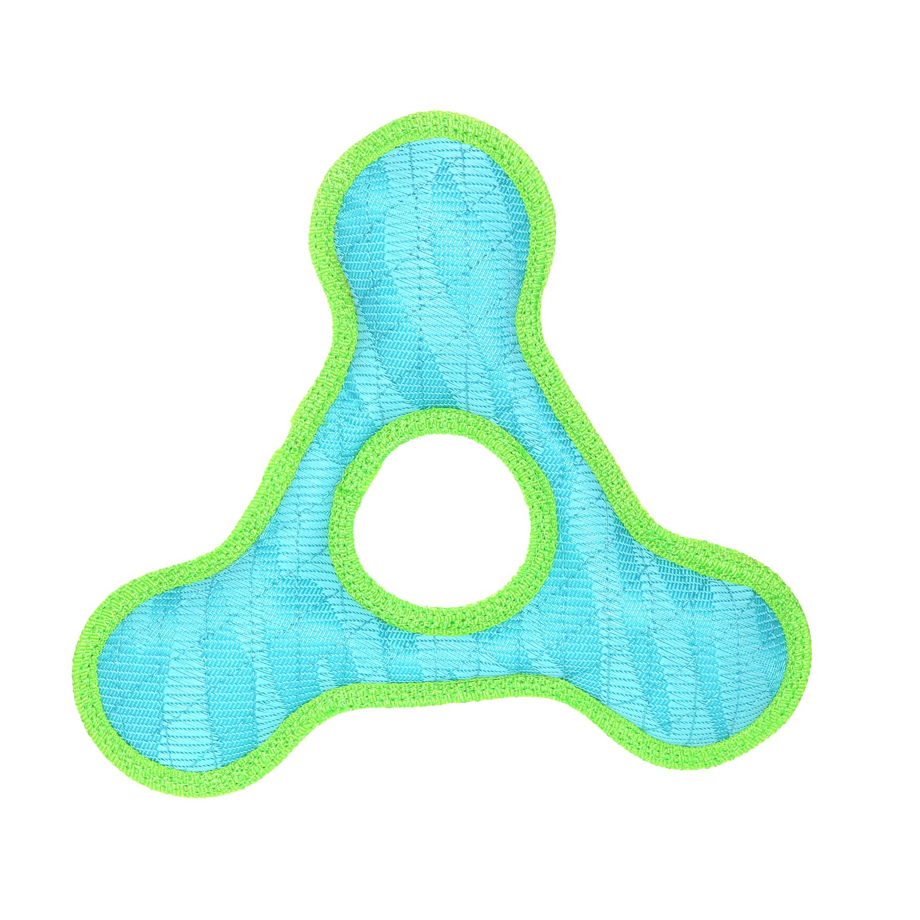 DuraForce TriangleRing Tiger Blue-Green, 2-Pack, Durable Woven Mesh Fiber Squeaky Dog Toy