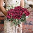 thumbnail image 5 of Artificial Burgundy Flowers 16 Inches Artificial Silk Rose Faux Rose Mother's Day Bouquet 9 Heads Vintage Rose For Diy Wedding Table Centerpiece Party, 5 of 5