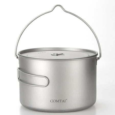 

Titanium Hanging Pot Camping Cookware Tableware Cooking Food Container With Lid