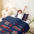 thumbnail image 3 of Erosebridal Cartoon Fire Engine Twin Bedding, Truck Theme Duvet Cover Set for Boys, Red Navy, Navy Reversible, 1 Duvet Cover and 1 Pillowcase (No Comforter), 3 of 5