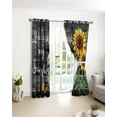 thumbnail image 4 of Fsddascl Yellow Sunflower Blackout Curtains for Bedroom/Living Room, Thermal Insulated Kitchen Curtains, Butterfly Sunshine Black Farmhouse Wood Grommet Darkening Window Treatment Drapes 42"x45"x2, 4 of 8