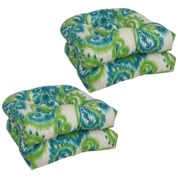 Blazing Needles 93184-4CH-OD-122 19 in. U-Shaped Dining Chair Cushions, Sorista Teal - Set of 4